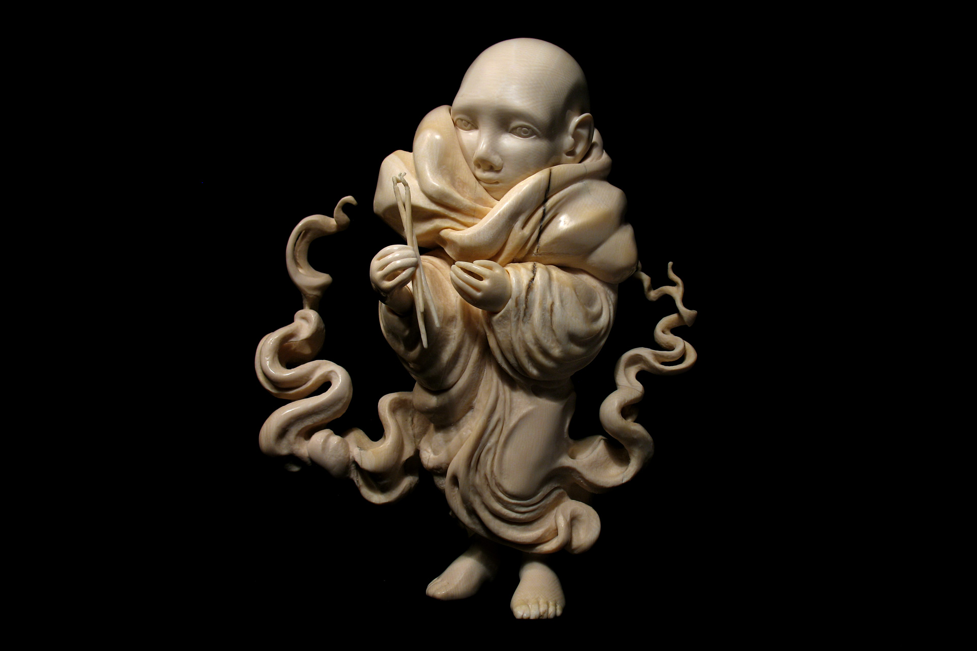 Скульптура из бивня мамонта Даниил и Татьяна Артюховы монах буддизм благовония