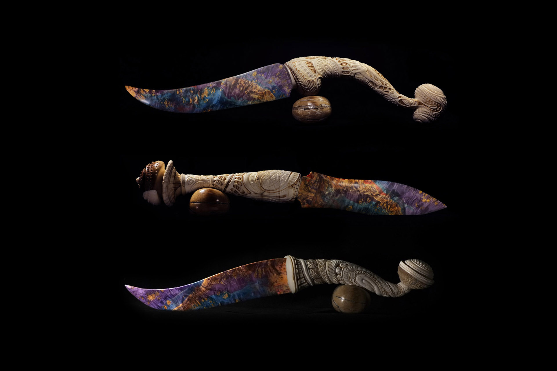 Скульптура из бивня мамонта Даниил и Татьяна Артюховы ножи Космический танец психоделика шаманизм